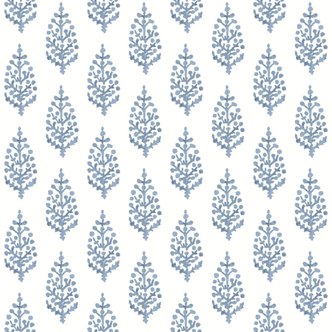 Paisley on Calico Blue Wallpaper by Inspired by Color Designer Blues II Covers about 56.4 square feet 20.5-in by 33-ft long roll Unpasted 20.5 - Swanky Fabrics -