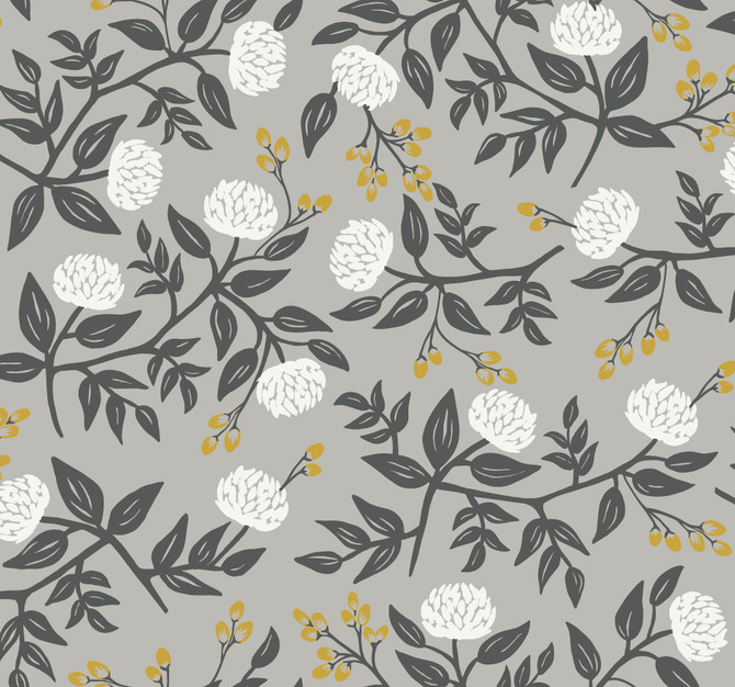 Peonies Grey Wallpaper by Rifle Paper Co. Designer Rifle Paper Co. Covers about 60.8 square feet 27-in by 27-ft long roll Unpasted 25.25 - Swanky Fabrics -