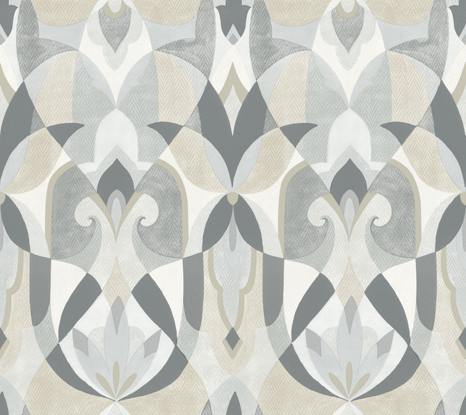 Malta Neutral Wallpaper by York Wallcoverings Designer Mediterranean Covers about 60.8 square feet 27-in by 27-ft long roll Prepasted 24 - Swanky Fabrics -
