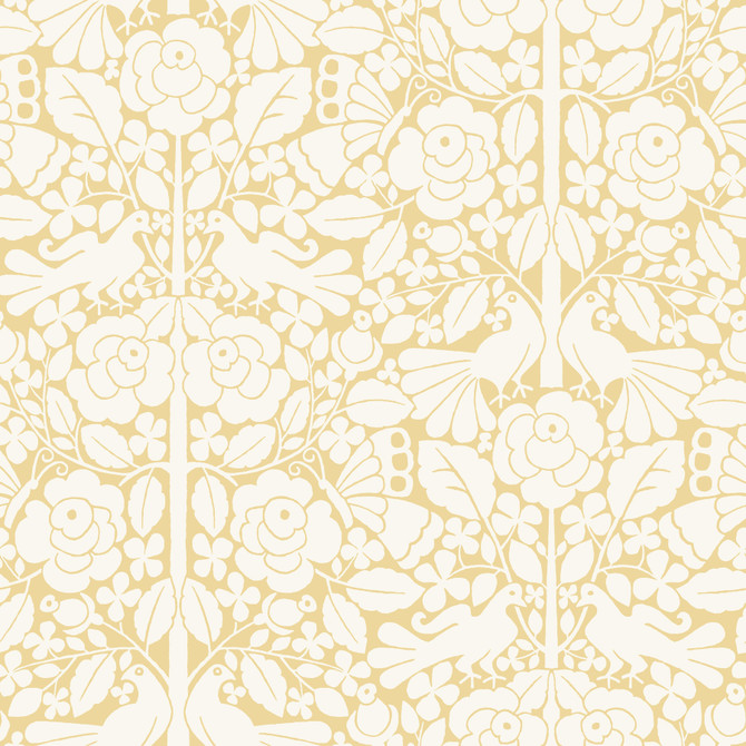 Fairy Tales Yellow Wallpaper by Magnolia Home Designer Magnolia Home Artful Prints & Patterns Covers about 56.4 square feet 20.5-in by 33-ft long roll Prepasted 20.5 - Swanky Fabrics -