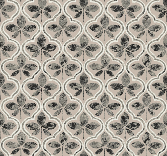 Sevilla Onyx Wallpaper by Inspired by Color Designer Black & White, III Covers about 60.8 square feet 27-in by 27-ft long roll Prepasted 25.25 - Swanky Fabrics -