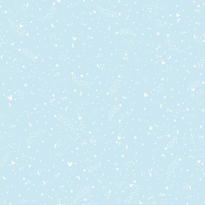 Disney Mickey Mouse Star Teal Wallpaper by York Wallcoverings Designer Disney Kids Vol. 4 Covers about 56.4 square feet 20.5-in by 33-ft long roll Unpasted 20.5 - Swanky Fabrics -