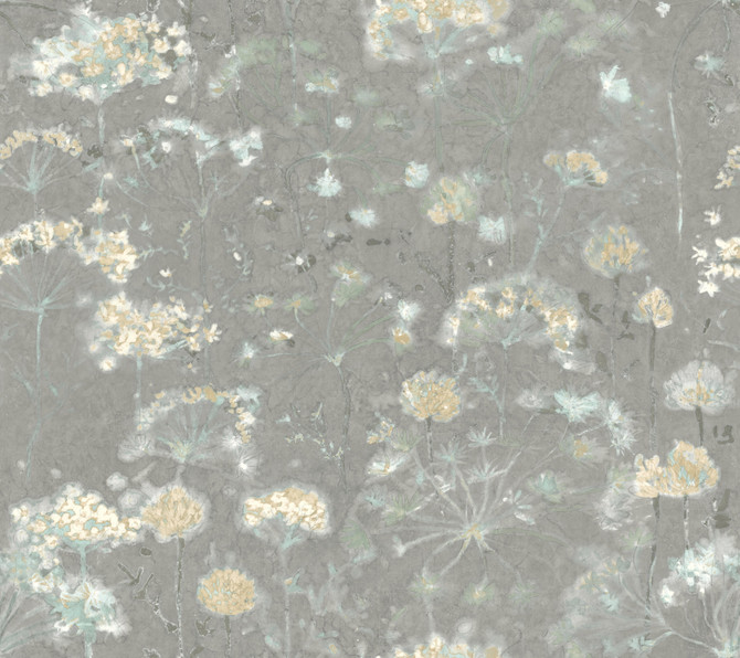 Botanical Fantasy Grey Wallpaper by Candice Olson Designer Candice Olson Botanical Dreams Covers about 60.8 square feet 27-in by 27-ft long roll Unpasted 24 - Swanky Fabrics -