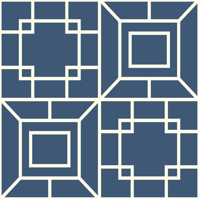 Theorem Blue & White Wallpaper by Ashford House Designer Ashford Toiles Covers about 56.4 square feet 20.5-in by 33-ft long roll Prepasted 20.5 - Swanky Fabrics -