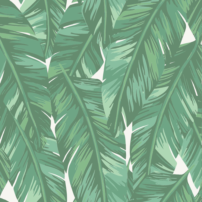 Dumott Green Tropical Leaves Wallpaper by ESTA Home Designer Design Department Covers about 56.4 square feet 20.5-in by 33-ft long roll Unpasted 20.9 - Swanky Fabrics -