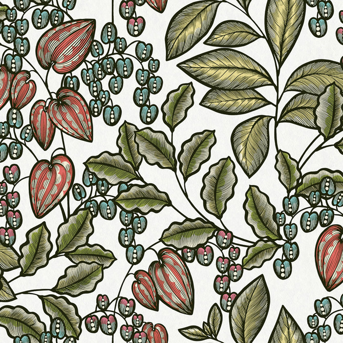 Leif White Vine Trail Wallpaper by AS Creation Designer AS Creation Covers about 57.5 square feet 20.9-in by 33-ft long roll Unpasted 20.9 - Swanky Fabrics -