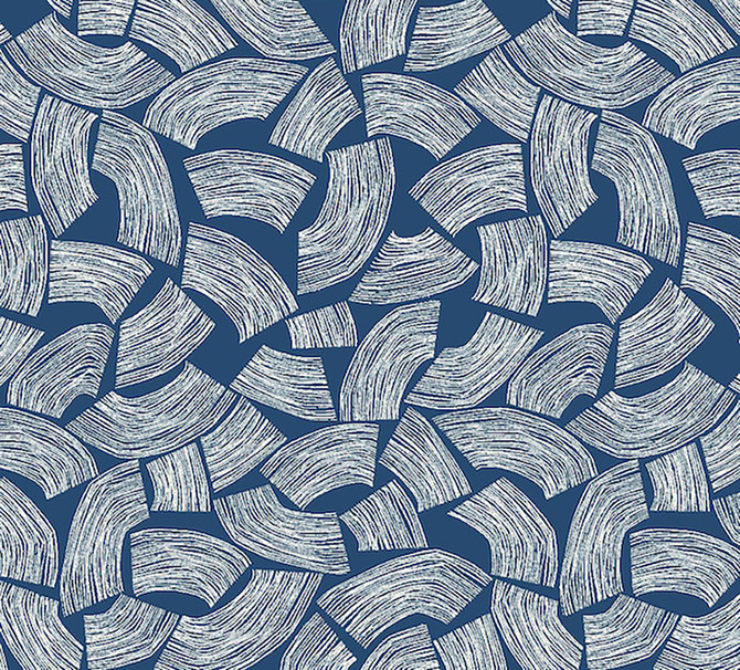 Elements Indigo Scribbled Arches Wallpaper by ohpopsi Designer Glasshouse Covers about 54.2 square feet 19.7-in by 33-ft long roll Unpasted 13.8 - Swanky Fabrics -