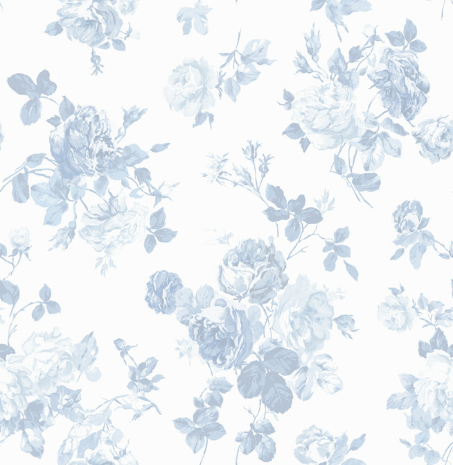 Everblooming Rosettes Dreamy Sky Cabbage Rose Bouquets Wallpaper by A-Street Prints Designer LoveShackFancy Covers about 56.4 square feet 20.5-in by 33-ft long roll Unpasted 21 - Swanky Fabrics -