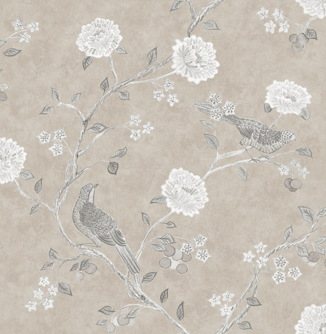 Wellesley Taupe Chinoiserie Wallpaper by A-Street Prints Designer Erin Gates Covers about 56.4 square feet 20.5-in by 33-ft long roll Unpasted 20.5 - Swanky Fabrics -