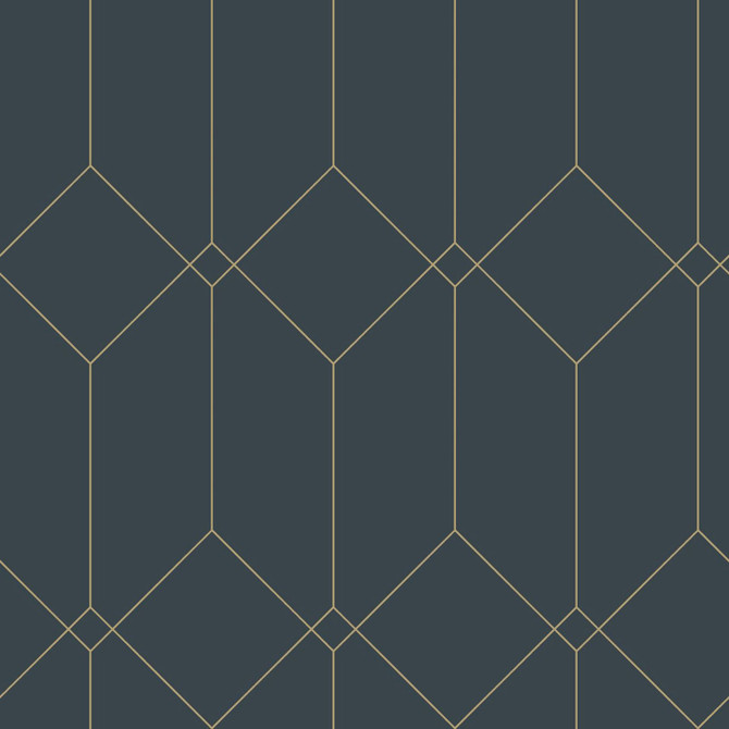 Trilliant Dark Blue Art Deco Motif Wallpaper by ESTA Home Designer Design Department Covers about 57.5 square feet 20.9-in by 33-ft long roll Unpasted 20.9 - Swanky Fabrics -