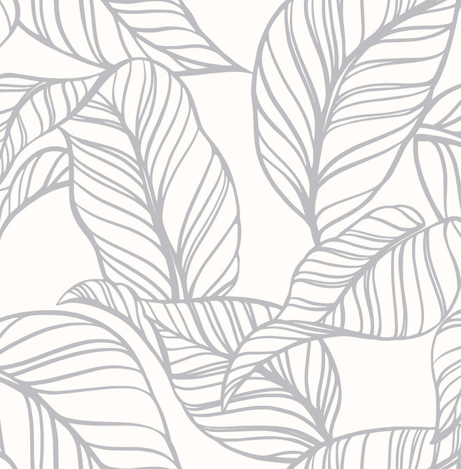 Kagan Grey Large Leaf Wallpaper by A-Street Prints Designer A-Street Select Covers about 56.4 square feet 20.5-in by 33-ft long roll Unpasted 21.25 - Swanky Fabrics -