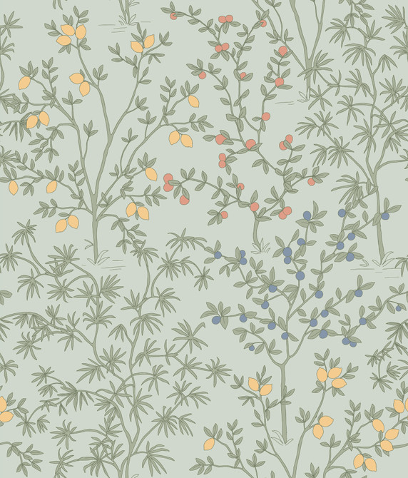 Lemon Grove Vintage Duck Egg Peel & Stick Wallpaper by Erin & Ben Designer Erin & Ben Co. Covers about 34.2 square feet 20.5-in by 20-ft long roll Peel & Stick 24 - Swanky Fabrics -