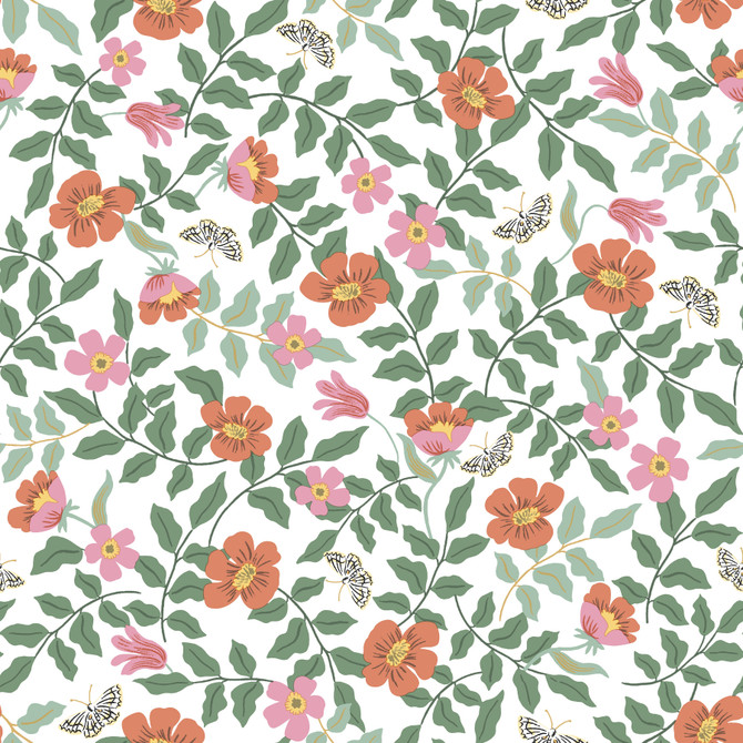 Primrose Rose & Cream Peel & Stick Wallpaper by Rifle Paper Co. Designer Rifle Paper Co. Premium Peel & Stick Covers about 34.2 square feet 20.5-in by 20-ft long roll Peel & Stick 20.5 - Swanky Fabrics -