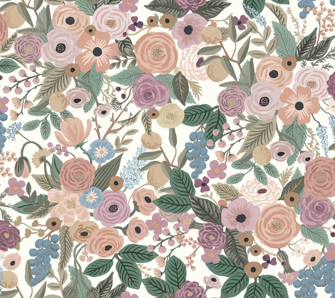 Garden Party Blush Multi Peel & Stick Wallpaper by Rifle Paper Co. Designer P&S Rifle Paper 2 Covers about 45 square feet 27-in by 20-ft long roll Peel & Stick 24 - Swanky Fabrics -