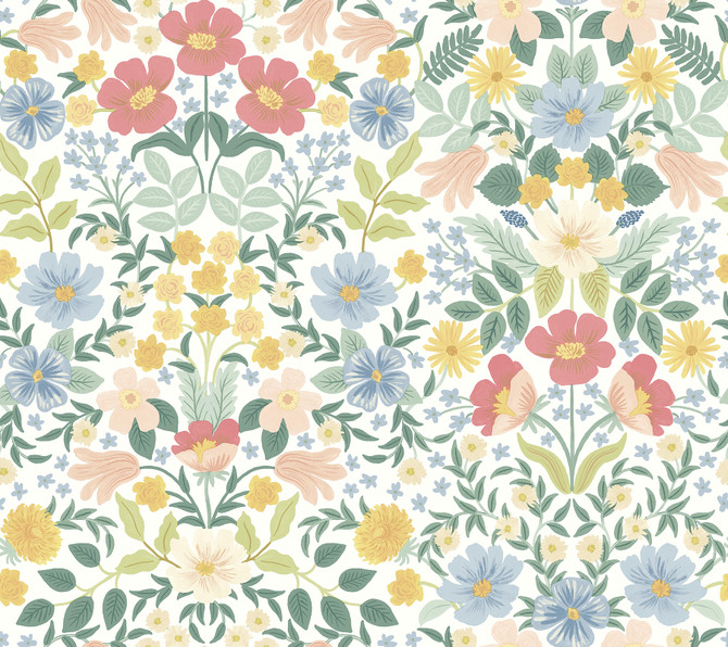 Bramble Garden Pastel Multi Peel & Stick Wallpaper by Rifle Paper Co. Designer P&S Rifle Paper 2 Covers about 45 square feet 27-in by 20-ft long roll Peel & Stick 24 - Swanky Fabrics -