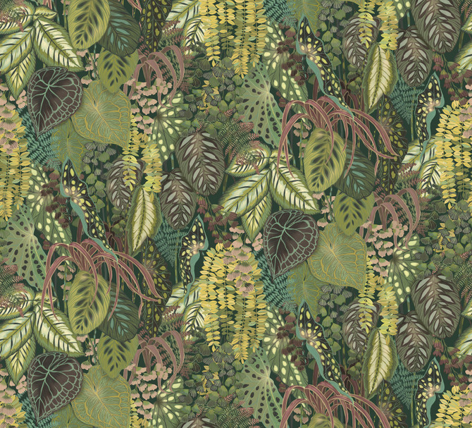 Greenery Jade Wall Mural by York Wallcoverings Designer Greenhouse Covers 5 panels - measures 11.25-ft wide by 10.2-ft tall when assembled 27-in by 10.2-ft long roll Unpasted 0 - Swanky Fabrics -