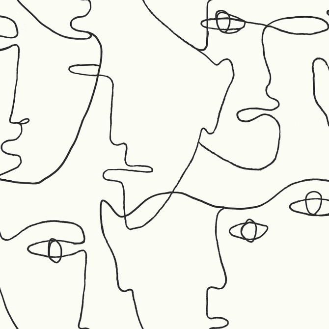 Pablo Portraits Black Peel & Stick Wallpaper by York Wallcoverings Designer York Premium Peel + Stick Covers about 34.2 square feet 20.5-in by 20-ft long roll Peel & Stick 20.5 - Swanky Fabrics -