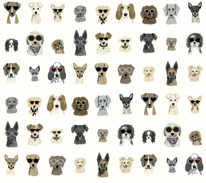 Dog Days Grey Peel & Stick Wallpaper by Rifle Paper Co. Designer P&S Rifle Paper 2 Covers about 45 square feet 27-in by 20-ft long roll Peel & Stick 24 - Swanky Fabrics -