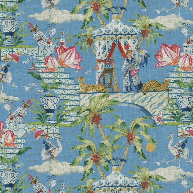 Distant Skies Sky by Harrison Howard Designer Fabric - 55% linen, 45% rayon Pakistan 50000 Horizontal: 27 and Vertical: 25.25 54 - Swanky Fabrics -