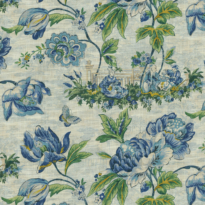 Sharded Wisdom Porcelain by PK Lifestyles Designer Fabric - 75% cotton, 25% linen Pakistan 15000 Horizontal: 27 and Vertical: 25.25 54 - Swanky Fabrics -