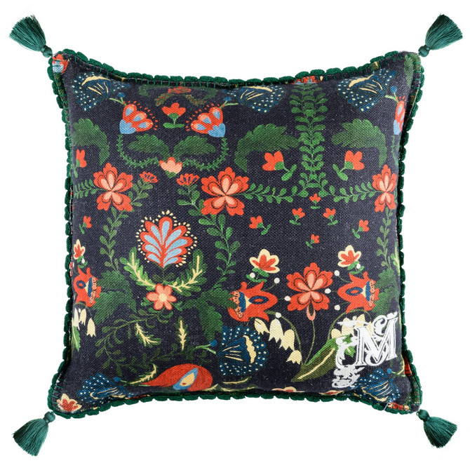 Mind The Gap Pillows ZABOLA Linen Cushion (LC40091) | LC40091 | TRANSYLVANIAN ROOTS | 20 x 20 in | Black, Blue, Green, Red | Fabric Carolina | https://www.fabriccarolina.com/