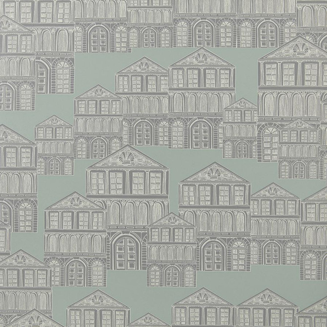Maison (Wp) # 03 Neo Mint by 1838 Wallcoverings Designer Wallpaper Elodie HALF DROP PASTE THE WALL UNITED KINGDOM V-21" 20.5"X11YD - Swanky Fabrics -