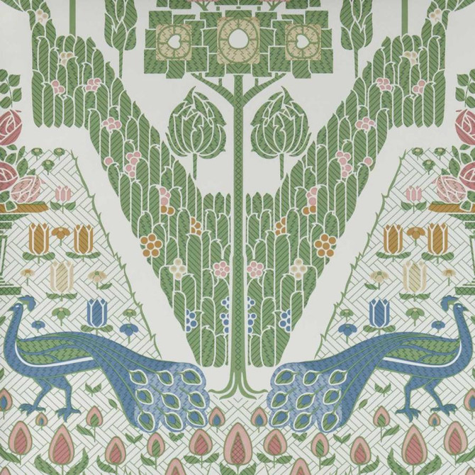 Peacock Topiary (Wp) # 02 Fern by 1838 Wallcoverings Designer Wallpaper V&A Decorative Papers STRAIGHT PASTE THE WALL UNITED KINGDOM V-25" 20.5"X11YD - Swanky Fabrics -
