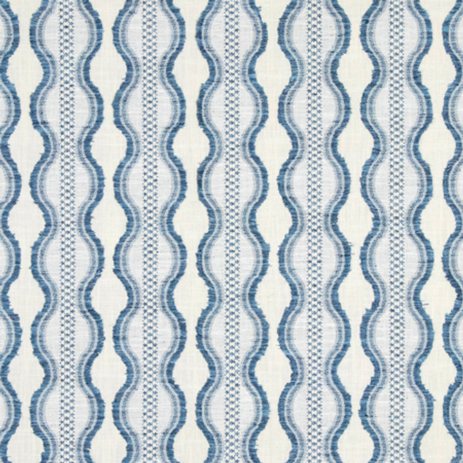 Level Up Denim by Carole Designer Fabric Making Waves 60% Cotton, 40% Polyester 14,000 Martindale Circular Rubs 3 1/4" V, 3 1/2" H 55" - Swanky Fabrics -