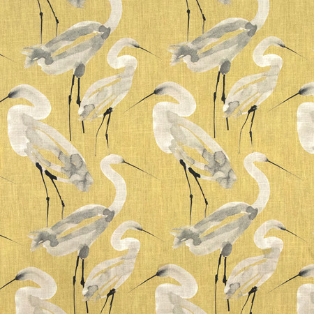 Birds The Word Citron by Carole Designer Fabric Serene Green 55% Linen, 45% Rayon-Soil Repellent 9,000 Wyzenbeek Double Rubs 17" V, 13 1/2" H 55" - Swanky Fabrics -
