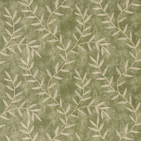 Made To Endure Fern by Carole Designer Fabric Serene Green Base: 100% Polyester Embr: 100% Polyester N/A 15 3/8" V, 17" H 50" - Swanky Fabrics -