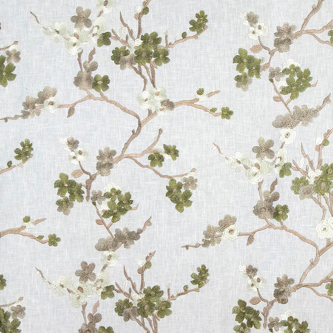 To Be Better Eucalyptus by Carole Designer Fabric Serene Green Base: 73% Polyester, 27% Cotton Embr: 100% Rayon 15,000 Wyzenbeek Double Rubs 18 3/4" V, 13" HD 51" - Swanky Fabrics -