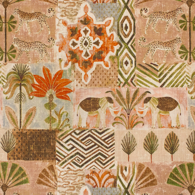 S7273 Sienna by Greenhouse Designer Fabric - 88% Polyester, 12% Linen India 25000 27" H, 27" V 54" - Swanky Fabrics -