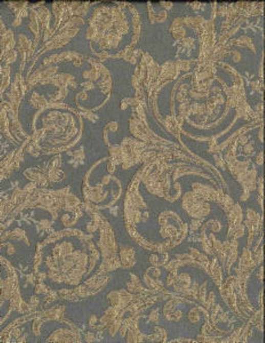 Minuet Gray Gold by Norbar Designer Fabric SYMPHONY 100% POLYESTER CHINA 12"V 14"H 55 - Swanky Fabrics -