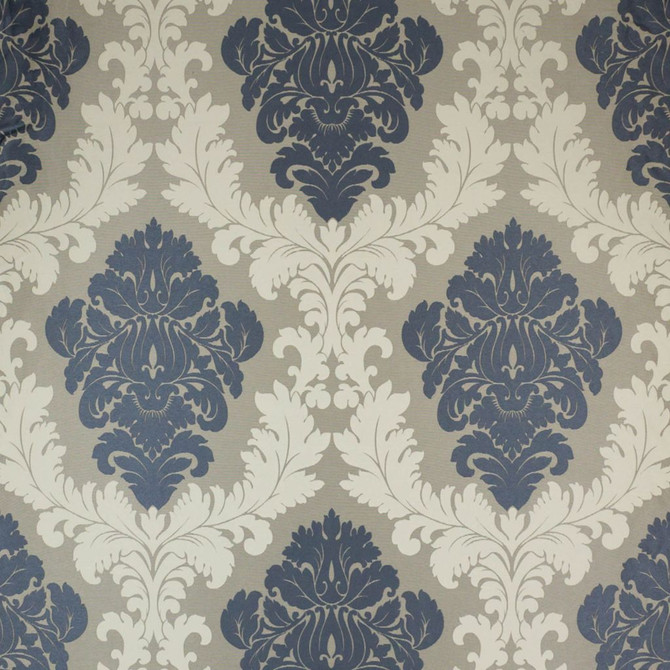 Borghese Damask Platinum by RM CoCo Designer Fabric 2017 Spring Luxe Collection 100% Polyester See Sample 0 Horizontal: 26 and Vertical: 43 54 - Swanky Fabrics -