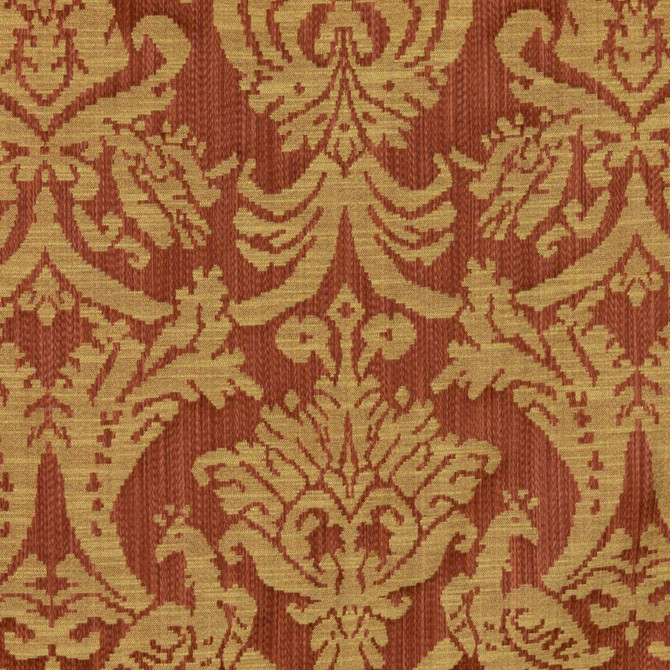 Delacroix Damask Terracotta by RM CoCo Designer Fabric Inspired Living Vol 8 50% Polyester 50% Rayon See Sample 21000 Horizontal: 13.5 and Vertical: 19.75 54 - Swanky Fabrics -