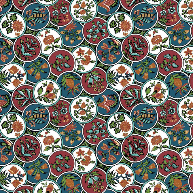 Cloisonné Tuscan Red by RM CoCo Designer Fabric ColorWorks Fall 2021 RM Studio See Sample 0 Horizontal: 6.75 and Vertical: 6.75 0 - Swanky Fabrics -