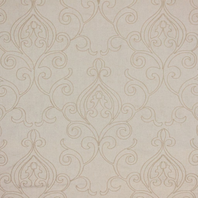 Arcadia Scroll Sandstone by RM CoCo Designer Fabric Inspired Living Vol 13 72% Polyester 21% Cotton 7% Linen See Sample 0 Horizontal: 17.25 and Vertical: 18.75 54 - Swanky Fabrics -