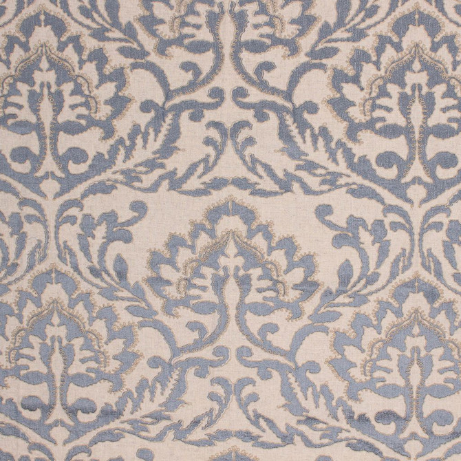 Positano Damask Stardust by RM CoCo Designer Fabric 2017 Spring Luxe Collection 37% Cotton 25% Linen 19% Polyester 19%Viscose See Sample 0 Horizontal: 25.59 and Vertical: 18.9 54 - Swanky Fabrics -