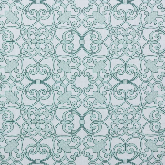 Bienville Mist by RM CoCo Designer Fabric 2018 Spring - Prive Collection 70% Viscose 30% Linen Embroidery: 74% Viscose 26% Cotton See Sample 0 Horizontal: 13.125 and Vertical: 12.125 56 - Swanky Fabrics -