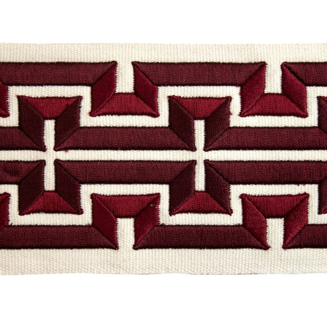 BD132 Border 4" Scarlet by RM CoCo Designer Trim Creative Threads IV 100% Cotton Base 100% Rayon Embroidery See Sample 0 Horizontal: 4 and Vertical: 2.5 4 - Swanky Fabrics -