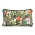 Parrots Of Brasil Linen Cushion by Mind the Gap Designer Pillow TROPICAL MOOD 100% Linen Made in United Kingdom Black POM POM border 20 x 12 in - Swanky Fabrics -