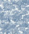 Spinney Blue Toile Wallpaper by Chesapeake Designer Farmhouse Covers about 56.4 square feet 20.5-in by 33-ft long roll Prepasted 24 - Swanky Fabrics -