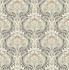 Mucha Dark Grey Botanical Ogee Wallpaper by A-Street Prints Designer Revival Covers about 56.4 square feet 20.5-in by 33-ft long roll Unpasted 20.9 - Swanky Fabrics -