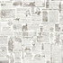 Underwood Taupe Vintage Newspaper Wallpaper by Chesapeake Designer Kindred Covers about 56.4 square feet 20.5-in by 33-ft long roll Prepasted 20.5 - Swanky Fabrics -