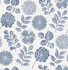 Inge Denim Floral Block Print Wallpaper by A-Street Prints Designer Hannah Covers about 56.4 square feet 20.5-in by 33-ft long roll Unpasted 20.9 - Swanky Fabrics -