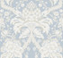 French Artichoke Dam Blue Wallpaper by York Wallcoverings Designer Damask Resource Library Covers about 60.8 square feet 27-in by 27-ft long roll Prepasted 25.25 - Swanky Fabrics -