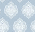 Signet Medallion Damask Blue Wallpaper by Inspired by Color Designer Blues II Covers about 60.8 square feet 27-in by 27-ft long roll Prepasted 25.25 - Swanky Fabrics -