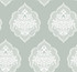 Signet Medallion Damask Green Wallpaper by York Wallcoverings Designer Earthy Tones Covers about 60.8 square feet 27-in by 27-ft long roll Prepasted 25.25 - Swanky Fabrics -
