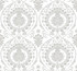 Imperial Damask White & Silver Wallpaper by York Wallcoverings Designer Shimmering Finishes Covers about 60.8 square feet 27-in by 27-ft long roll Unpasted 12.6 - Swanky Fabrics -