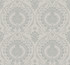 Imperial Damask Grey & Silver Wallpaper by York Wallcoverings Designer Damask Resource Library Covers about 60.8 square feet 27-in by 27-ft long roll Unpasted 12.6 - Swanky Fabrics -